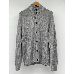 Banana Republic Cardigan Sweater Men Large Gray Button Down Mock‎ Neck Knit